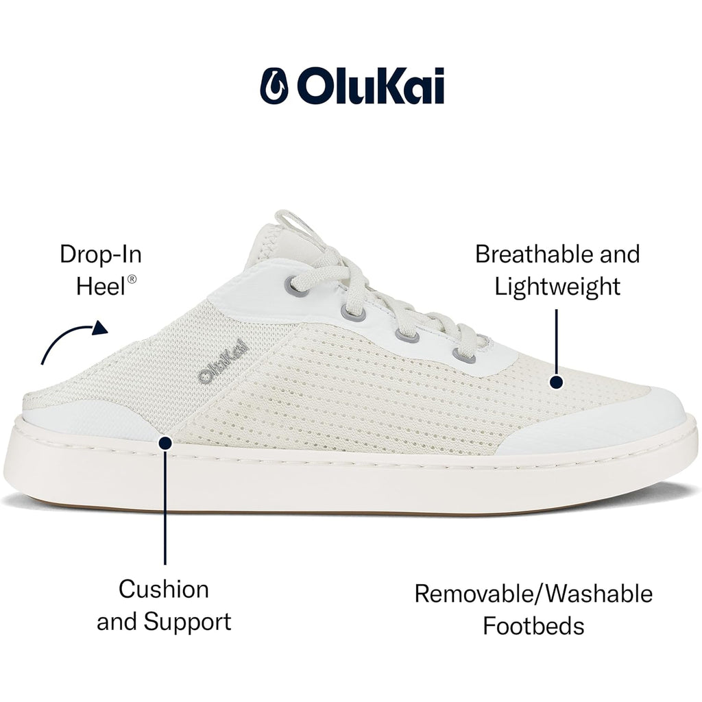 Olukai Kahakai Women'S Waterproof Leather Athletic Sneakers, Versatile Lace-Up Shoes With Drop-In Heel, Water Resistant & Supportive, All-Day Comfort