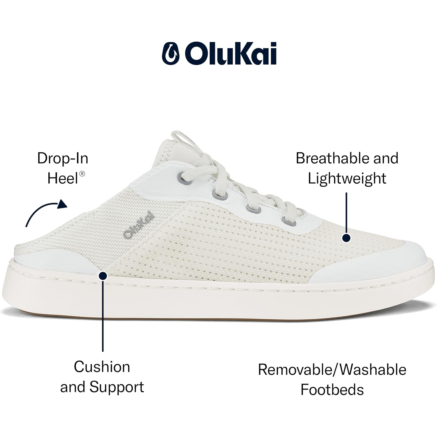 Olukai Kahakai Women'S Waterproof Leather Athletic Sneakers, Versatile Lace-Up Shoes With Drop-In Heel, Water Resistant & Supportive, All-Day Comfort