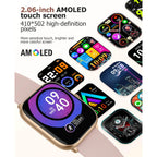 Pink Smart Watch For Women, Bluetooth Call, Blood Pressure, 2.06" Amoled, 118 Sports, Fitness Tracker, Heart Rate/Spo2/Sleep/Stress Monitor, Ip68 Waterproof, Liquid Silicone, Gift For Her Android Ios