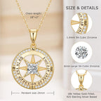 Graduation Gifts for Her, Inspirational Graduates Compass Necklace for Women Girls Jewelry, Class of Senior High School College Graduation Gifts for Friends with Congrats Grad Box and Gift Card (18K Gold Filled 925 Sterling Silver necklace)
