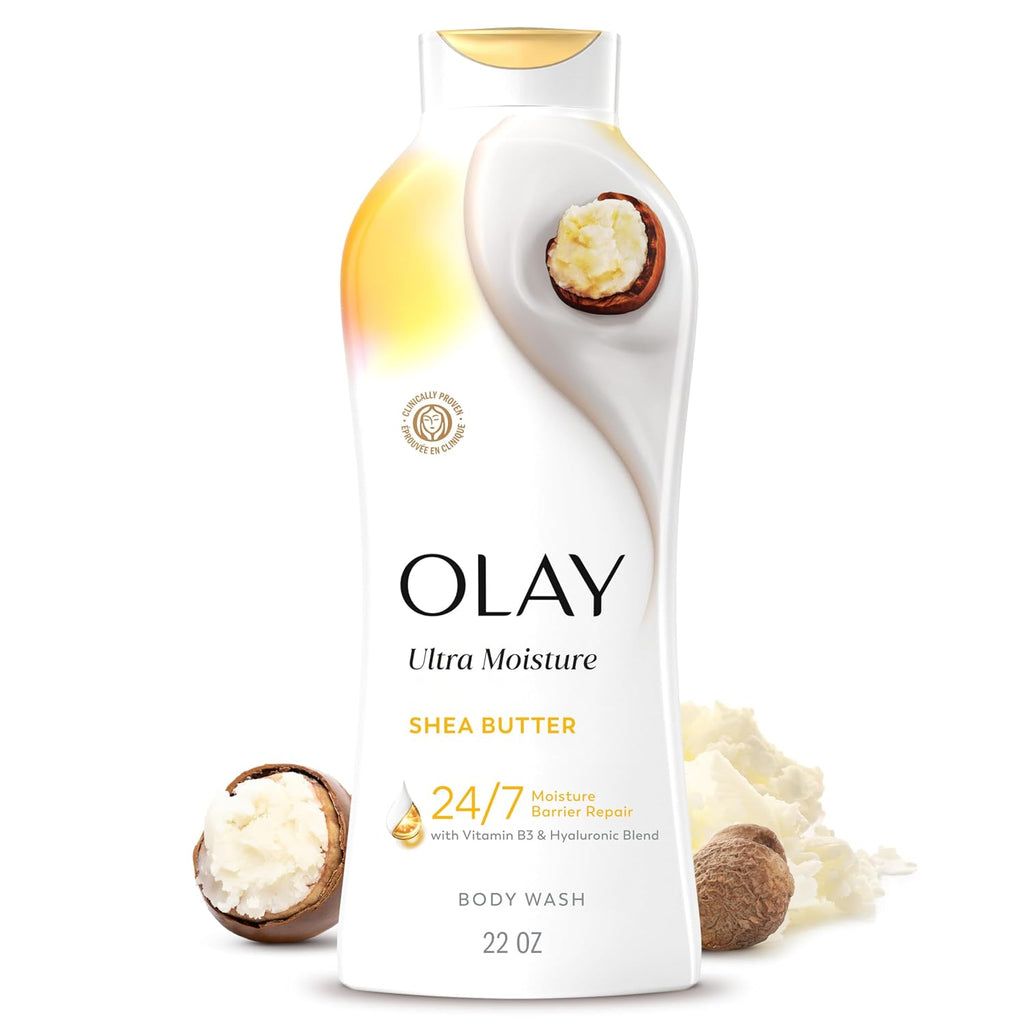 Olay Body Wash For Women, Ultra Moisture, 24Hr Moisturizing, Hydrating & Refreshing, B3 Vitamin Complex, Free Of Parabens & Phthalates, For All Skin Types, Shea Butter Scent, 22 Fl Oz