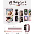 Fitness Trackers for Women Smart Watch: Fitness Tracker with 24/7 Heart Rate Monitor SpO2 Sleep Step Tracker, Pedometer Fitness Watches for Women with 5ATM Waterproof for iPhone Android 2 Bands Pink