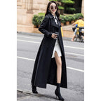 ebossy Women's Double Breasted Duster Trench Coat Slim Full Length Maxi Long Overcoat