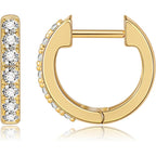 Gacimy Gold Huggie Earrings for Women 14K Real Gold Plated, Small Cubic Zirconia Cartilage Hoop Earrings Cuffs for Women