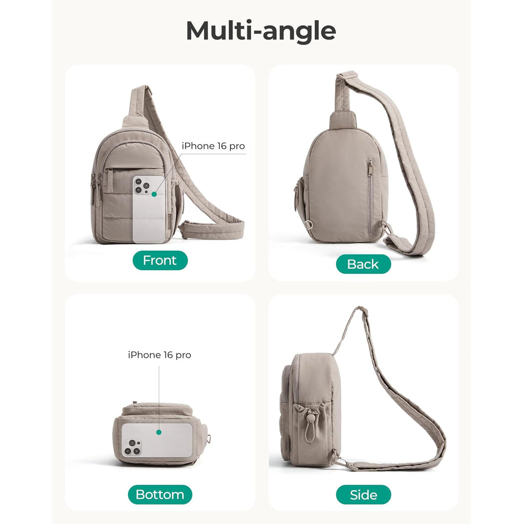 BAGSMART Small Sling Bag for Women, Puffer Crossbody Bag Purses Hobo Handbag Fanny Packs for Travel Hiking