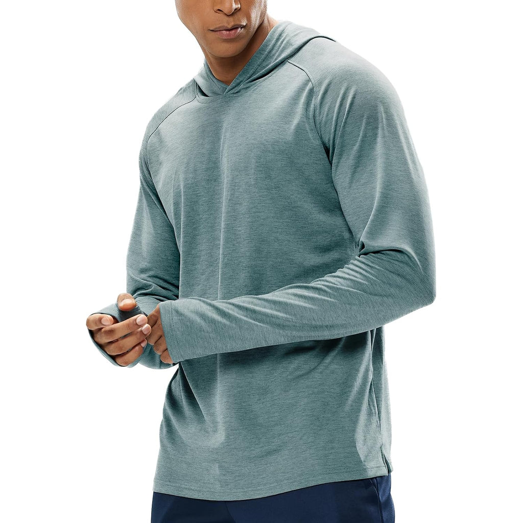Mier Men'S Upf 50+ Sun Protection Hoodie Long Sleeve Spf Fishing Hiking Running Thumbhole Shirts Hooded Quick Dry Lightweight