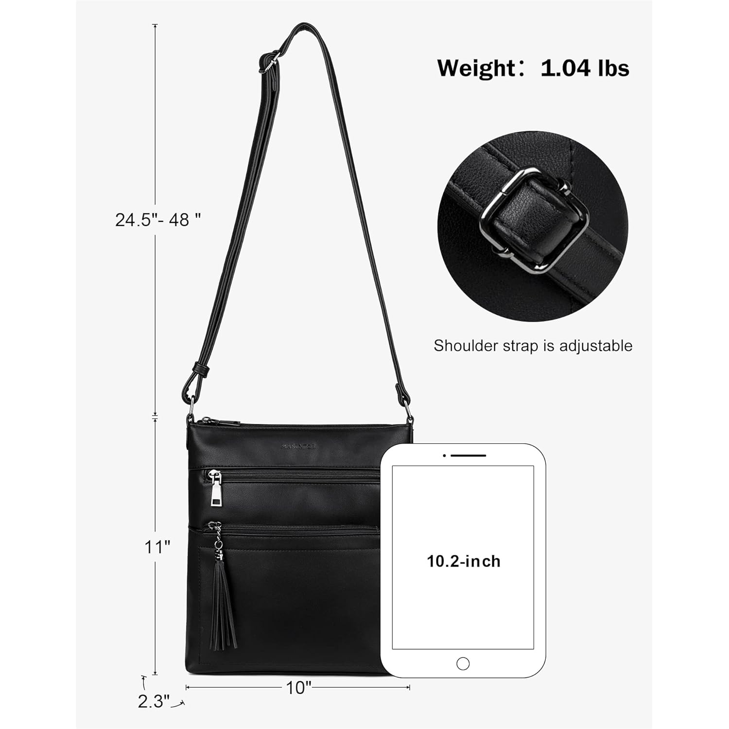 MASINTOR Crossbody Purses for Women, Multi Pocket Casual Crossbody Bag, Adjustable Strap Shoulder Bag with Tassel