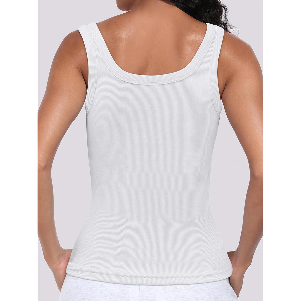 Womens Sleeveless Scoop Neck Tank Top Ribbed Fitted Summer Basic Slim Cute Tops 2026