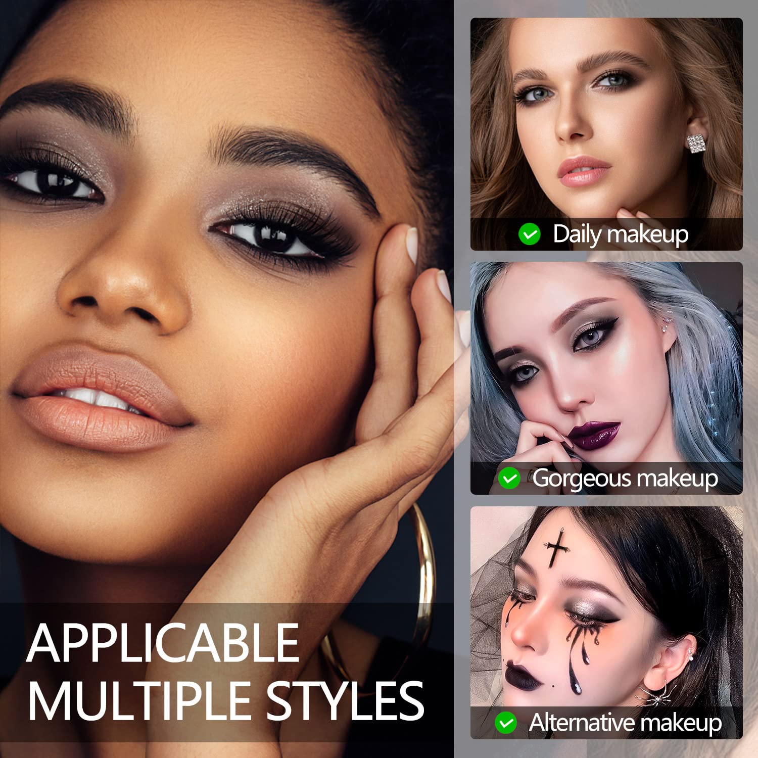 MAKI YIKA Black Grey Smokey Eyeshadow Palette Matte Black White Gray Silver Smoky Eye Shadow 9 Colors Eyeshadows Eye Makeup For Goth Look -9Black