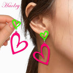 Neon Heart Earrings for Women Acrylic Neon Earrings 80s 90s Outfit for Women Glow Party Accessories Gifts Hot Pink Orange Green Yellow