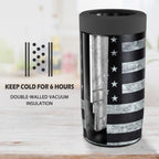 4-In-1 Slim Can Cooler Easy To Hold Insulated Beer Can Holder Double-Walled Stainless Steel For All 12 Oz Cans Black America Flag 2