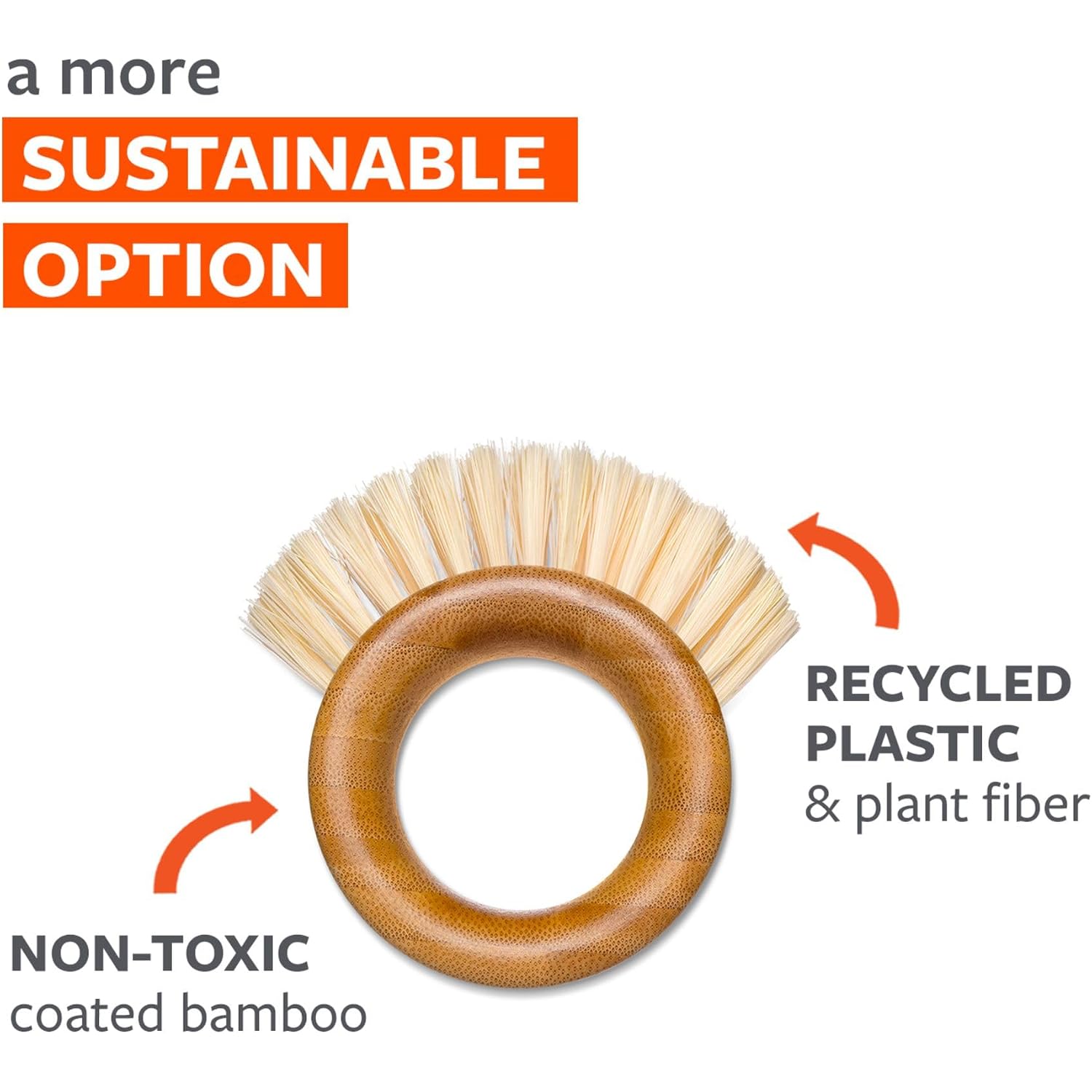 Full Circle The Ring Bamboo Produce Scrub Brush - Bpa-Free Vegetable & Fruit Cleaner - Removes Dirt From Potatoes, Mushrooms & Root Vegetables