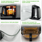 Nutrichef 5.8 Quart Air Fryer | 8-1 Preset Cook Modes | Transparent Fry Bowl for Best Cooking Results | Cook Shrimp, Steak, Fries, Wings, Chicken & More | Precise Temperature Control & Time | Grey
