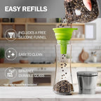 Home Ec Premium Stainless Steel Sea Salt And Pepper Grinder Set Of 2 - Adjustable Ceramic - Tall Glass Salt And Pepper Shakers - Kitchen Spice Mill W/Funnel & Ebook