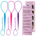 Aigee 6Pcs Topsy Tail And Hair Loop Styling Tool Set - Ponytail Makers, French Braid Loops In Large And Small, Hair Pull Through Tools (Pink, Blue, Purple) For Women And Girls