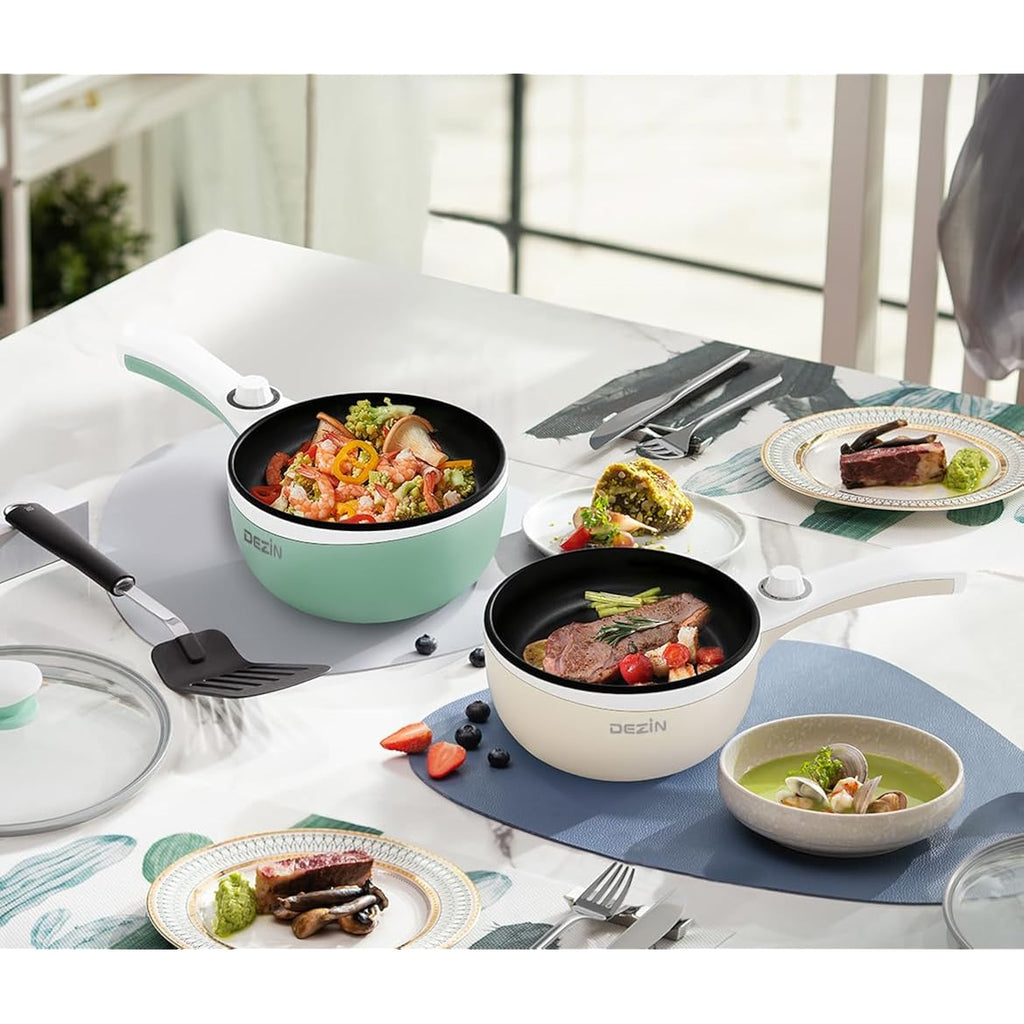 Dezin Hot Pot Electric Upgraded, Non-Stick Sauté Pan, Rapid Noodles Electric Pot, 1.5L Mini Portable Hot Pot For Steak, Egg, Fried Rice, Ramen, Oatmeal, Soup With Power Adjustment