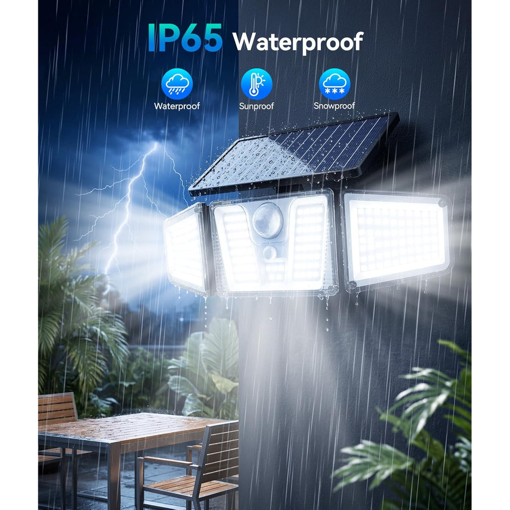 Kooper Solar Flood Lights, 210 Led Motion Sensor Outdoor Lights, Solar Motion Lights Outdoor Waterproof, 3 Heads 300° Wide Angle Outdoor Security Lights For Yard Patio Garage Entryways, 2 Pack, Black