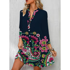 Opemiby Summer Dresses For Women 2026 Flowy Ruffle 3/4 Sleeve V Neck Tiered Casual Babydoll Boho Beach Mini Dress