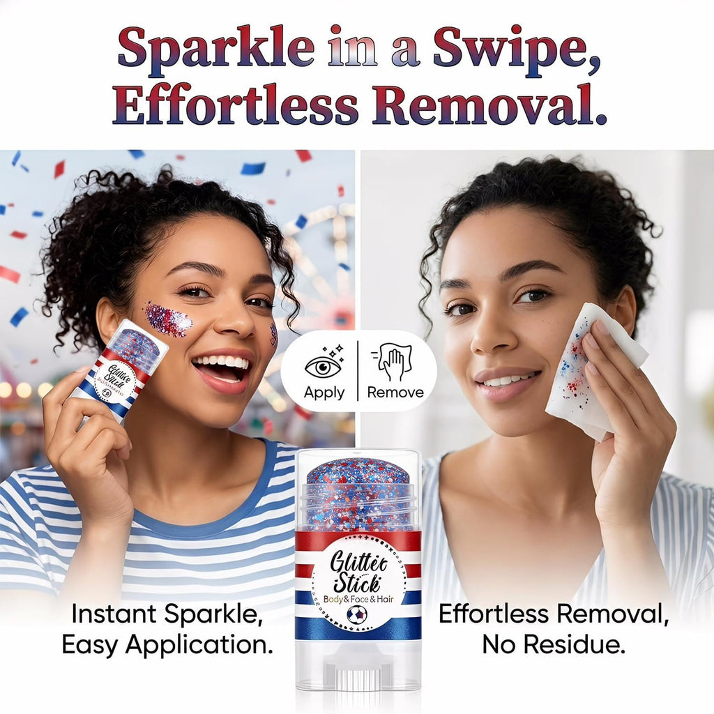 Patriotic Body Glitter Stick, Face Glitter, Red White and Blue Glitter Stick, 4th of July Decorations, 4th of July Outfits for Women, Hair Glitter for Kids, Independence Day Glitter Makeup