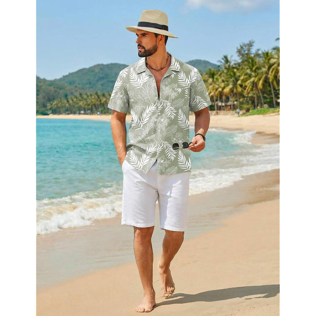 Coofandy Mens Hawaiian Shirt Short Sleeve Floral Button Down Shirts Tropical Summer Beach Shirts Camp Collar Shirt