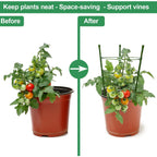 18" Small Plant Support Tomato Cages, 4 Pack Adjustable Garden Trellis For Indoor Outdoor Climbing Plants, Peony Flower Stakes With 66Ft Garden Twist Ties, Green Metal Plant Cages For Pots & Garden