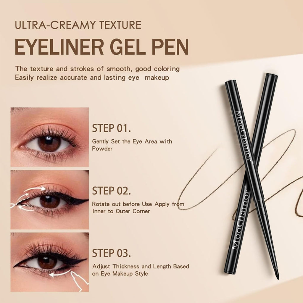 New 12 Pcs Black Eyeliner Pencil Gel Eyeliner Pencil With Waterproof And Retractable Eye Liner For Bold And Defined Eye Liner（Black）