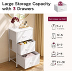 Wlive Nightstand With 3 Drawers, Fabric Dresser, Organizer Unit, Storage Dresser For Bedroom, Hallway, Entryway, Closets, Sturdy Steel Frame, Wood Top, Easy Pull Handle, White