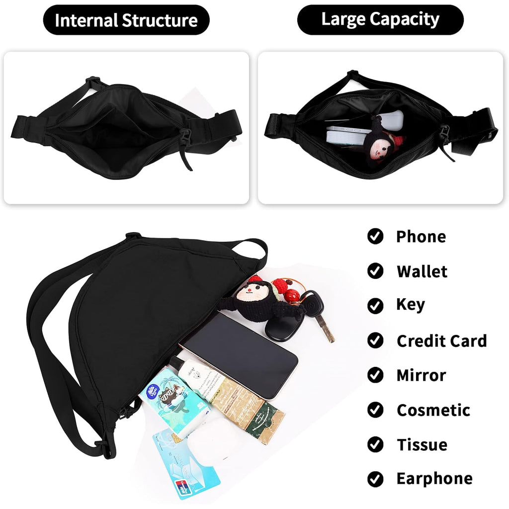Nylon Crescent Crossbody Bag For Women Purses Trendy Men,Small Travel Sling Bag Hobo