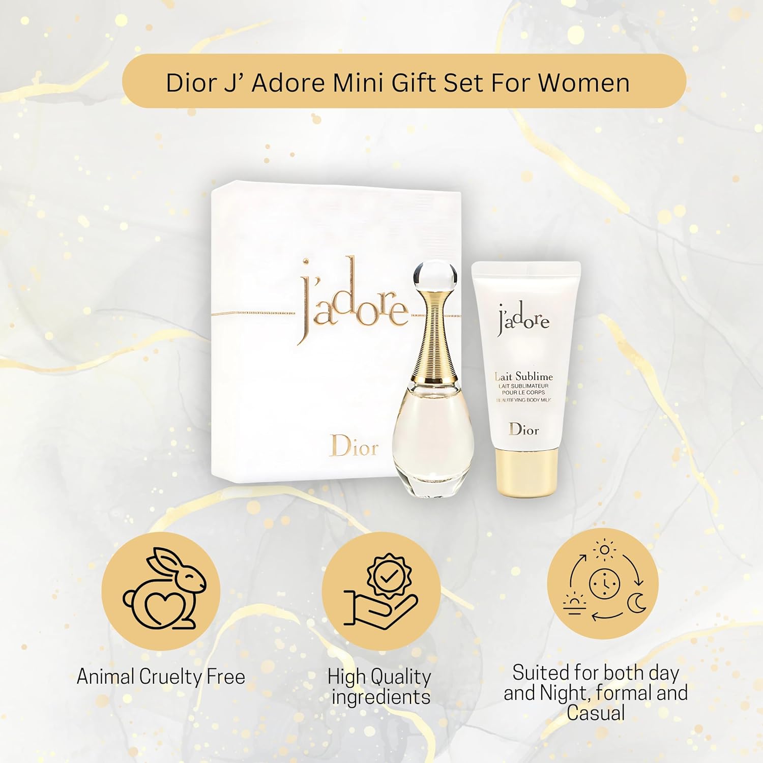 Dior J'adore Perfume for Women Mini Fragrance Gift Set EDP & Body Lotion Duo Travel Set
