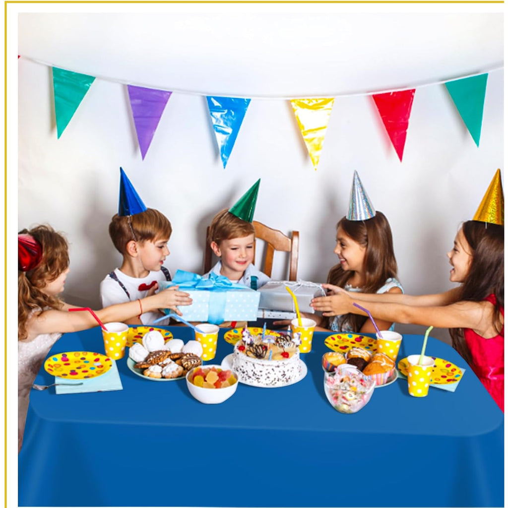 tujol Royal Blue 6 Pack Plastic Table Cloth 54" x 108", Disposable Tablecloths Rectangle Table Cover, Plastic Tablecloths for Parties