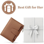 Airkit Small Wallet Women RFID Blocking Soft Leather Bifold Compact Card Holder Wallet for Women with Zipper Coin Pocket 4 ID Window