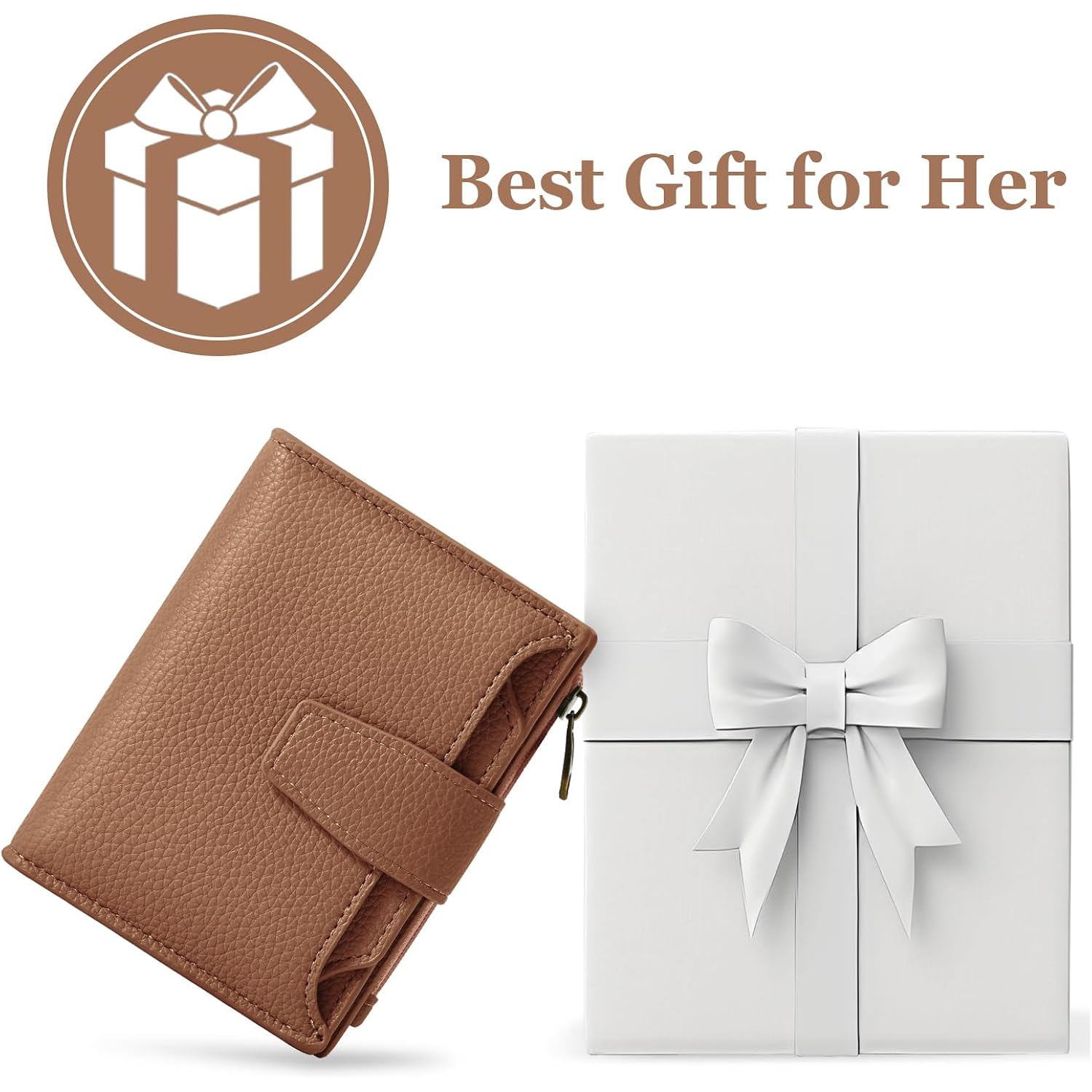 Airkit Small Wallet Women RFID Blocking Soft Leather Bifold Compact Card Holder Wallet for Women with Zipper Coin Pocket 4 ID Window