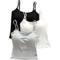 Women's 3 Pack Cami Crop Top Built in Bra Spaghetti Strap Camisole Tops