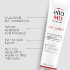 Eltamd Uv Sport Sunscreen Lotion Spf 50 - Face And Body Sunscreen Spf 50, Water & Sweat Resistant, Zinc Oxide Formula For Active Lifestyles