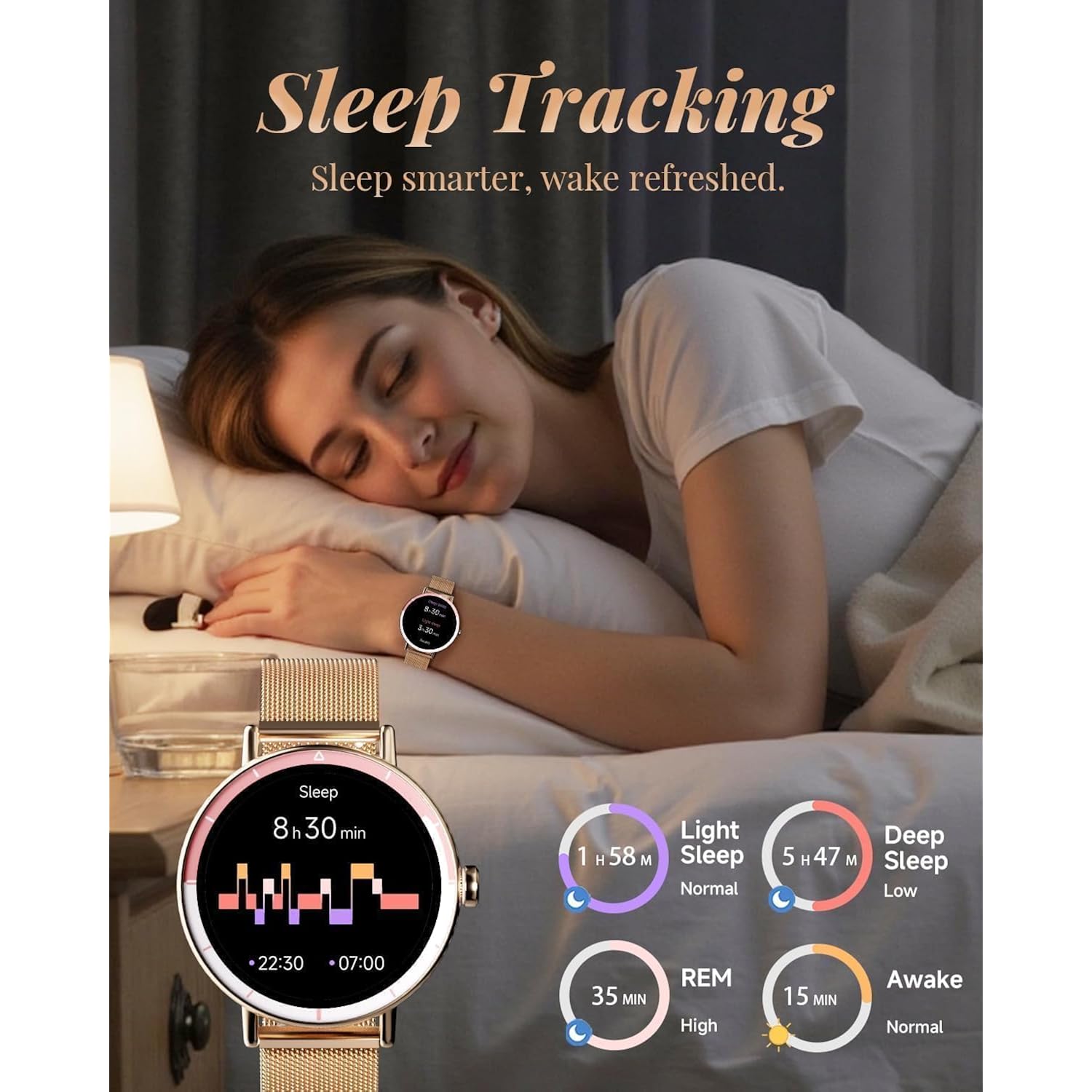 TOOBUR Smart Watch for Women with Two Bands, 40mm HD Smartwatch, Compatible with Android & iOS, Answer/Make Calls, Fitness Watch with Step/Sleep/HR Tracker, IP68, Stylish Gift, Rose Gold