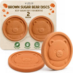 2 Pack Brown Sugar Bear Keeper - Terracotta Brown Sugar Saver Disc Keeps It Soft & Fresh - Reusable Food Safe Clay Stone & Softener With Cute Bear Design, Gift For Bakers