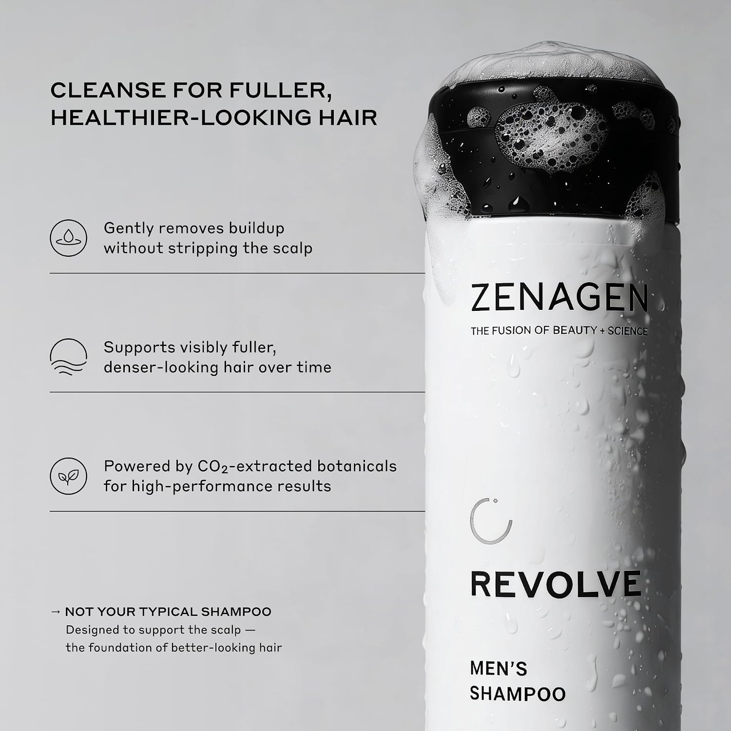 Zenagen Revolve Men'S Thickening Shampoo | Supports Appearance Of Fuller, Healthier-Looking Hair, Developed For Fine & Visibly Thinning Hair, Plant-Based, Color-Safe, 5-Minute Treatment