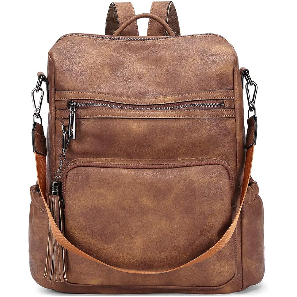 Cluci Backpack Purse For Women Travel Backpack Large Leather Fashion Designer Lady Shoulder Bag With Tassel Brown