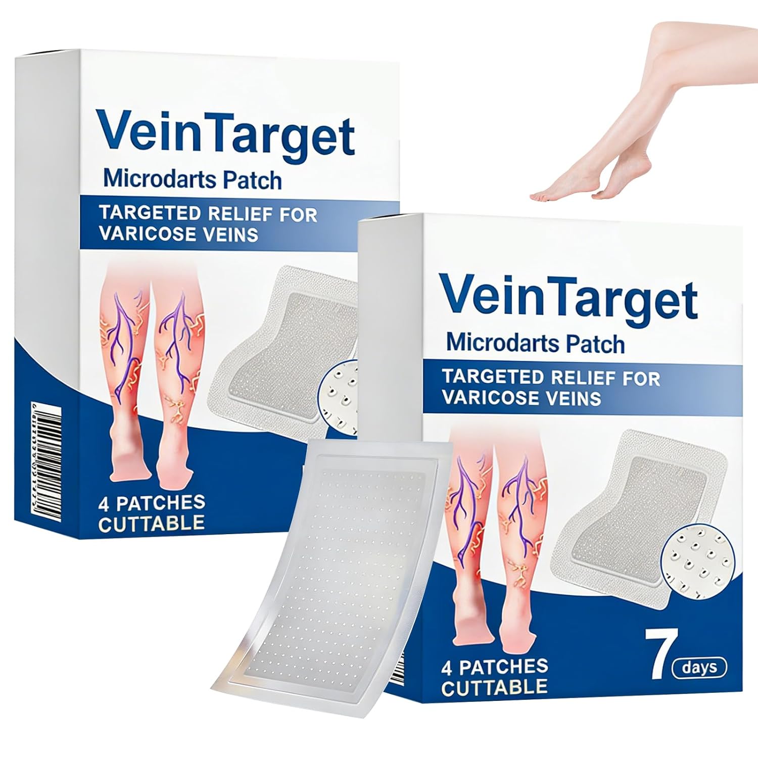 Vein Target Microdarts Patch, Professional Varicose Veins for Legs Patch, Natural Ingredients Leg Treatment for All Skin Types (2 Pack)