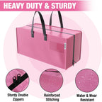 Workpro 6 Pack Extra Large Moving Bags With Zippers & Carrying Handles Backpack Straps, Heavy-Duty Storage Tote For Space Saving Moving Storage (Pink)