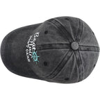 Boat Hair Don't Care Hats for Men Women, Adjustable Embroidered Cotton Washed Distressed Denim Fishing Baseball Cap Black