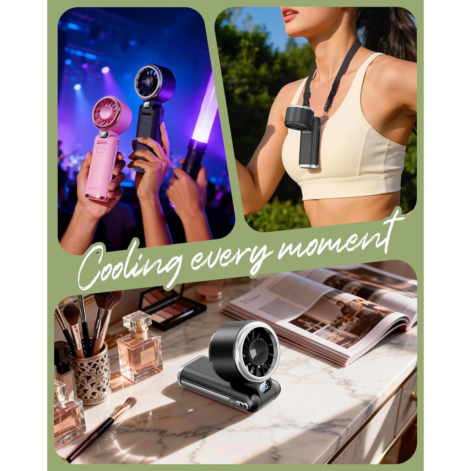 Sweetfull Portable Handheld Turbo Fan - Portable Fans Rechargeable, 5000Mah, 180° Adjustable, 5 Speed Wind, Digital Display Electric Personal Hand Fan Quiet, Travel Essentials, Beach Vacation (Black)