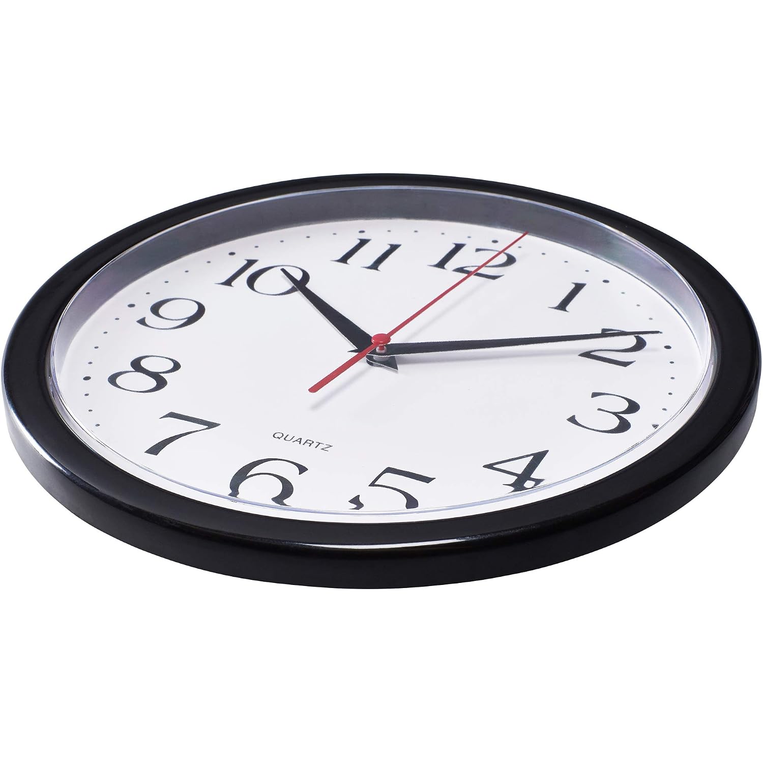 Bernhard Products Black Wall Clock Silent Non Ticking 10 Inch Quality Quartz Battery Operated Round Easy To Read Home/Office/Kitchen/Classroom/School Clock Sweep Movement