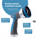 Innav8 Garden Hose Nozzle Heavy Duty - Features 10 Spray Patterns, Thumb Control On Off Valve Hose Sprayer Nozzle For Easy Water Control - Outdoor Water Hose Nozzle Head Attachment