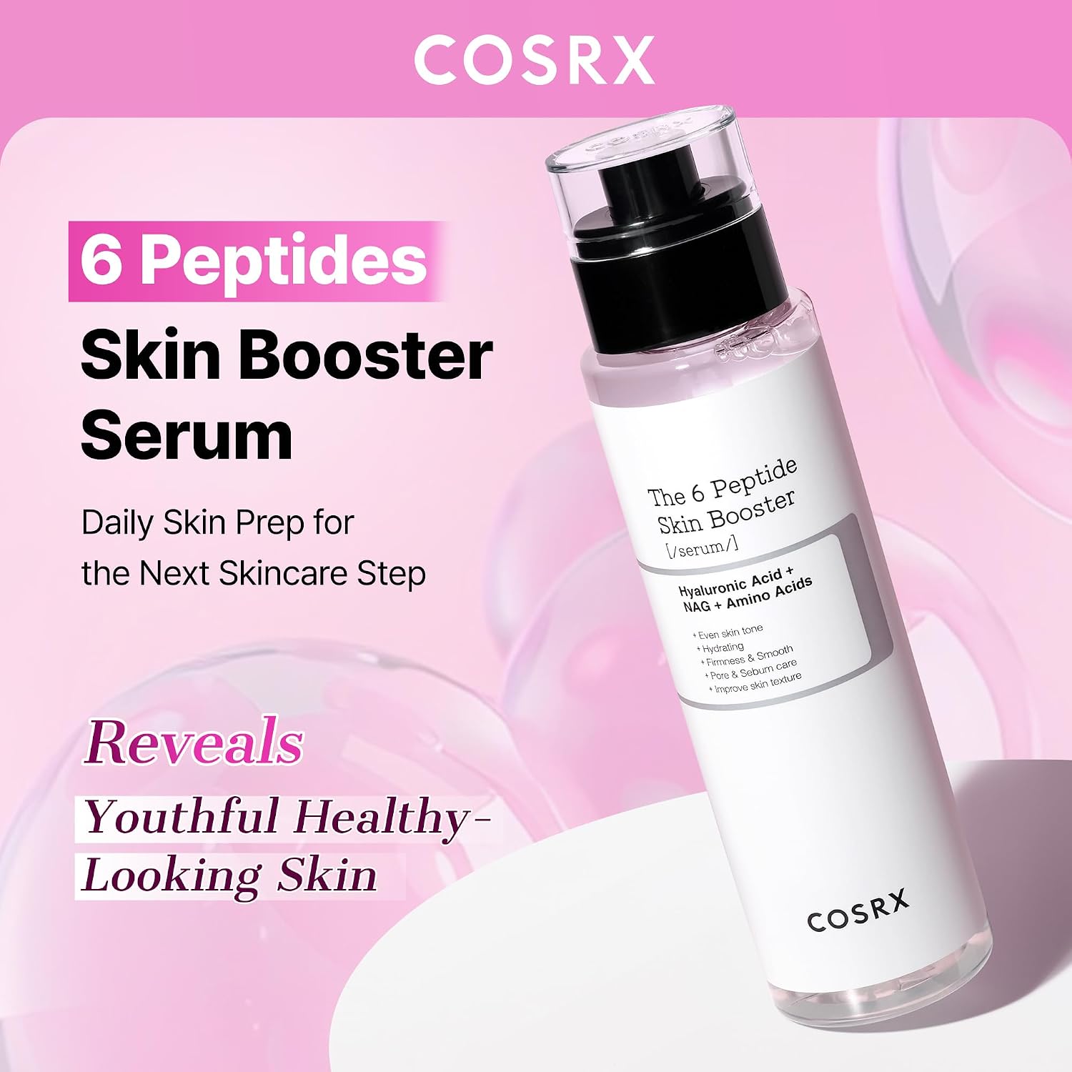Cosrx 6X Peptide Collagen Skin Booster Toner Serum For Dull & Uneven Skin, Preps Skin With Copper Peptides, Ghk-Cu, Skin Renewal Boosting Facial Essence, Korean Skin Care, 5.07 Oz