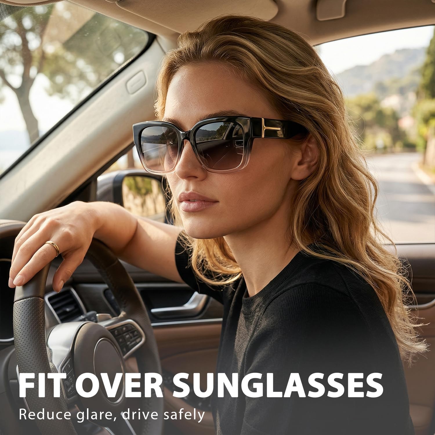 Myiaur Fit Over Sunglasses for Women, Trendy Designer Style Oversized Polarized Sunglasses for Driving with UV400 Protection