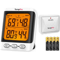 Temppro Tempair 500 Ft Indoor Outdoor Thermometer Wireless With Sensor | 3.3" Lcd Backlit Display, Front Button, Outside Thermometer With Cold-Resistant Sensor For Patio Garage, Batteries Included