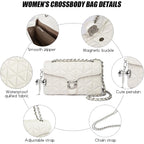 Quilted Crossbody Bags For Women - Small Leather Cross Body Shoulder Handbags Satchel Designer Evening Chain Purses | Cute Pendant Charm