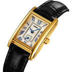 Fanmis Vintage Women'S Rectangle Wristwatch Classic Ladies Analog Quartz Watch Ultra-Thin Ladies Bangle Bracelet Watch Female Business Dress Watches With Leather Strap