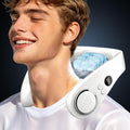 Neck Fan With Cooling Plate-24H Quiet Powerful Fans That Blow Cold Air-5 Speed&Power Led Display-Usb 5500Mah Bladeless Wearable Personal Ac Cooler For Women,Men,Kids,Travel,Outside,Indoor White